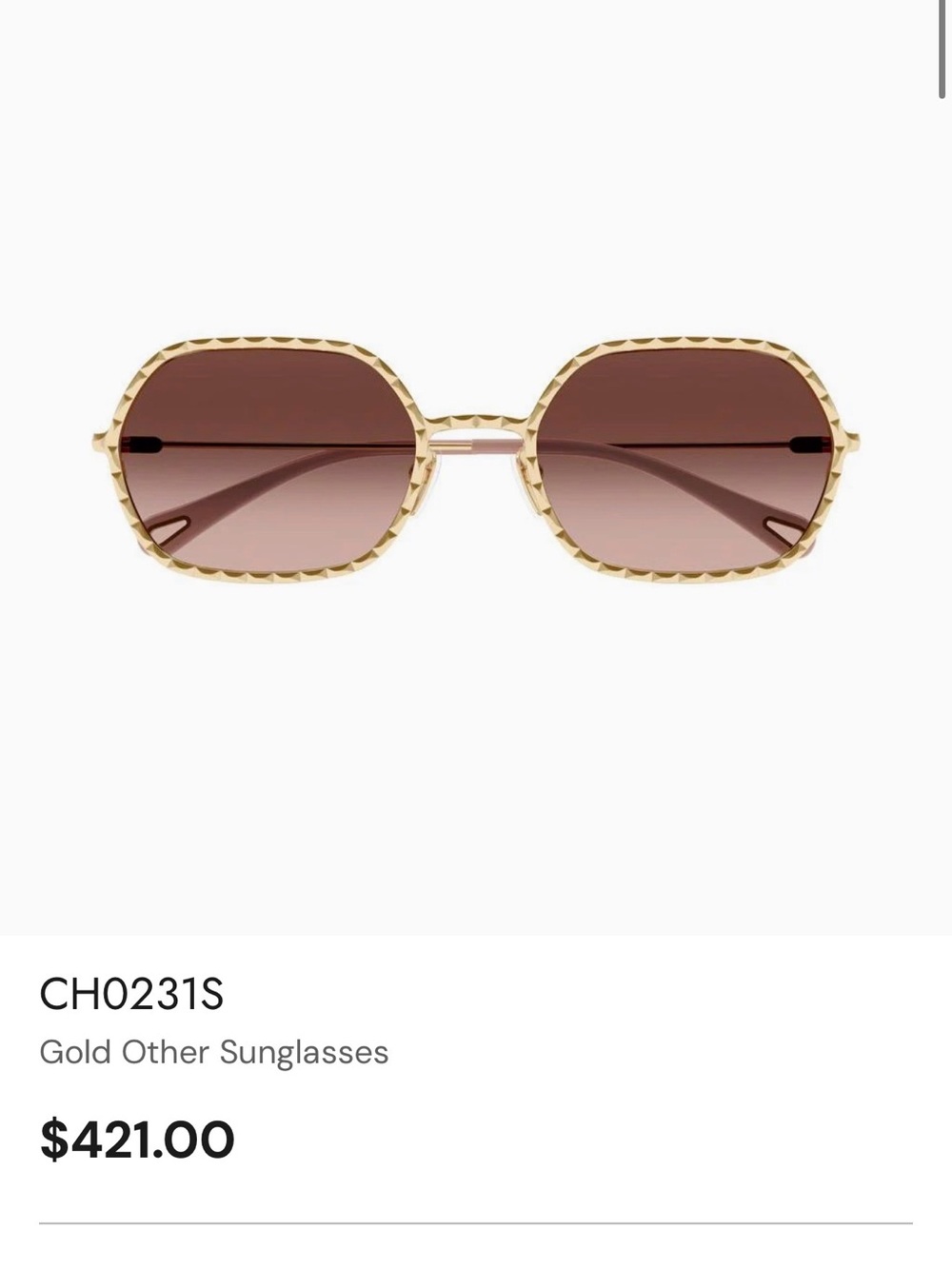 FLASH SALE ‼️CHLOE Gold-Frame Brown Lens Sunglasses -